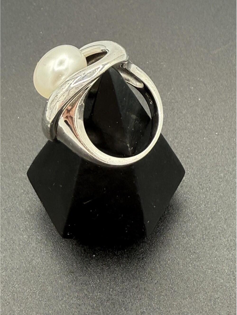925 Sterling Silver Cultured Pearl Swirl Wrap Ring Size 8 - Picture 5 of 9